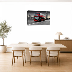 LR London Red Bus Wall Art Picture – Cityscape Framed Canvas Print | Ready to Hang | Modern Wall Art for Living Room, Bedroom & Office