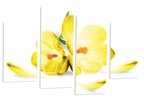 LR Floral Rose Orchid Wall Art Picture Yellow White Flower Framed Canvas Split Print Ready to Hang