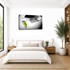 LR Ferrari Sports Car Wall Art Picture – Silver Framed Canvas Print | Ready to Hang | Modern Wall Art for Living Room, Bedroom & Office