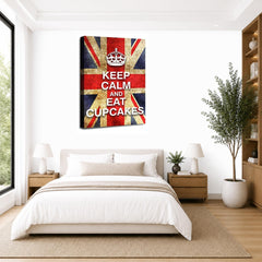 LR Keep Calm Wall Art Picture – Red, Blue & White Typography Framed Canvas Print | Ready to Hang | Modern Wall Art for Living Room, Bedroom & Office
