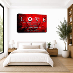 LR Love Quote Wall Art Picture – Grey & Red Framed Canvas Print | Ready to Hang | Modern Wall Art for Living Room, Bedroom & Office