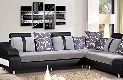 LR Abstract Wall Art Canvas Picture Black White Grey Stripes Home Framed Split Panel Print Ready to Hang
