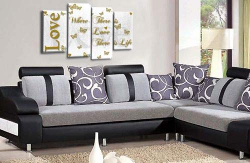 LR Love Quote Wall Art Picture Gold White Family Framed Split Panel Print Ready to Hang