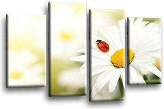 LR Floral Wall Art Print Daisy Yellow White Flower Framed Split Panel Canvas Picture Ready to Hang