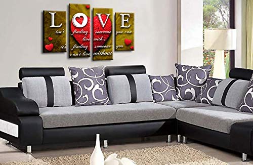 LR Love Quote Wall Art Picture Red Heart Mustard Framed Split Panel Canvas Print Ready to Hang