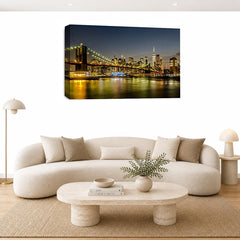 LR New York Skyline Wall Art Picture Framed Canvas Print | Ready to Hang | Modern Wall Art for Living Room, Bedroom & Office