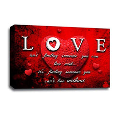 LR Love Quote Wall Art Picture – Grey & Red Framed Canvas Print | Ready to Hang | Modern Wall Art for Living Room, Bedroom & Office