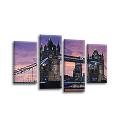 LR London City Wall Art Picture – Cityscape Framed 4 Panel Split Canvas Print | Ready to Hang | Modern Wall Art for Living Room, Bedroom & Office