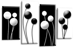 LR Floral Rose Canvas Art Picture Black White Grey Abstract Flower Love Home Split Panel Print