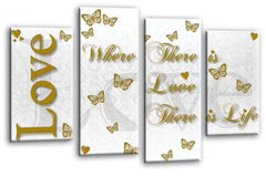 LR Love Quote Wall Art Picture Gold White Family Framed Split Panel Print Ready to Hang