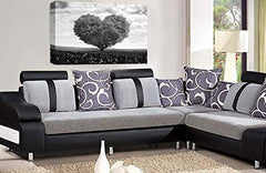 LR Floral Love Heart Tree Wall Art Picture Grey White Abstract Flower Landscape Framed Print Ready to Hang