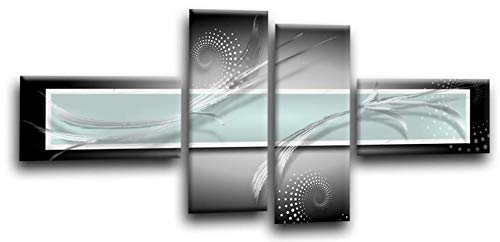 LR Abstract Wall Art Print Duck Egg Black White Squares Stripes Large Love Split Wall Panel Picture