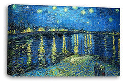 LR Starry Night Wall Art Picture Van Gogh Print Framed Reproduction Canvas Ready to Hang