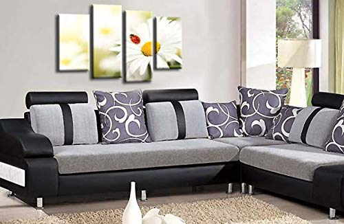 LR Floral Wall Art Print Daisy Yellow White Flower Framed Split Panel Canvas Picture Ready to Hang