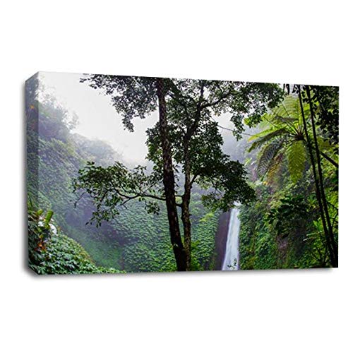 LR Waterfall Forest Wall Art Picture Landscape Trees Framed Canvas Panel Print Ready to Hang