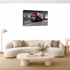 LR London Red Bus Wall Art Picture – Cityscape Framed Canvas Print | Ready to Hang | Modern Wall Art for Living Room, Bedroom & Office