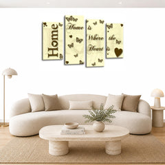 LR Love Quote Home Wall Art Picture – Cream & Brown Framed 4 Panel Split Canvas Print | Ready to Hang | Modern Wall Art for Living Room, Bedroom & Office