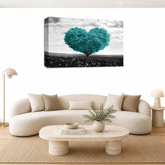 LR Floral Wall Art Picture – Grey, Teal & White Framed Canvas Print | Ready to Hang | Modern Wall Art for Living Room, Bedroom & Office