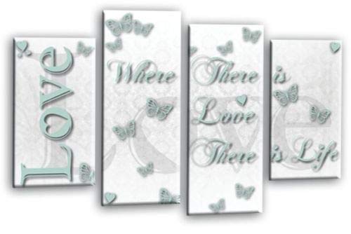 LR Love Wall Art Print Duck Egg White Family Quote Home Split Canvas Picture Framed Ready to Hang
