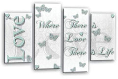 LR Love Wall Art Print Duck Egg White Family Quote Home Split Canvas Picture Framed Ready to Hang