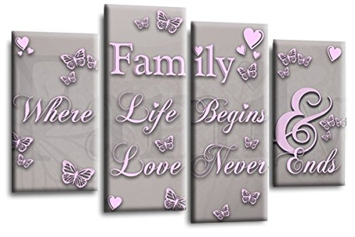 LR Family Love Quote Wall Art Picture Pink Grey Framed Split Panel Print Ready to Hang