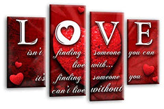 LR Love Quote Wall Art Picture Red Heart Framed Split Panel Canvas Print Ready to Hang