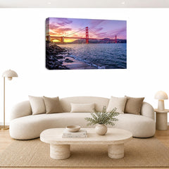 LR Golden Gate Bridge Wall Art Picture – San Francisco Framed Canvas Print | Ready to Hang | Modern Wall Art for Living Room, Bedroom & Office
