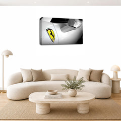 LR Ferrari Sports Car Wall Art Picture – Silver Framed Canvas Print | Ready to Hang | Modern Wall Art for Living Room, Bedroom & Office