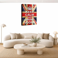 LR Keep Calm Wall Art Picture – Red, Blue & White Typography Framed Canvas Print | Ready to Hang | Modern Wall Art for Living Room, Bedroom & Office