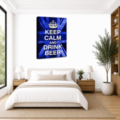 LR Keep Calm Wall Art Picture – Blue & White Typography Framed Canvas Print | Ready to Hang | Modern Wall Art for Living Room, Bedroom & Office