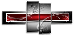 LR Red Grey Abstract Canvas Art Picture Black White Squares Large Love Home Split Wall Panel Print