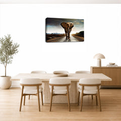 LR African Elephant Wall Art Picture Framed Canvas Print | Ready to Hang | Modern Wall Art for Living Room, Bedroom & Office