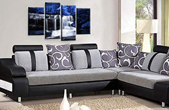 LR Blue Waterfall Canvas Art Picture Forrest Landscape Black White Love Home Split Wall Panel Print
