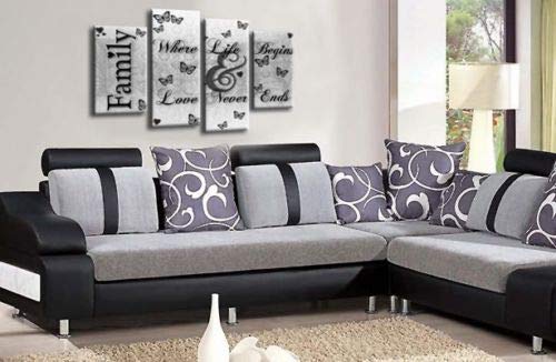 LR Family Love Quote Wall Art Picture Black White Framed Split Panel Print Ready to Hang