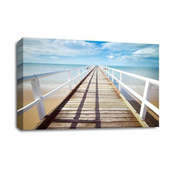 LR Sunset Beach Wall Art Picture – Seascape Framed Canvas Print | Ready to Hang | Modern Wall Art for Living Room, Bedroom & Office