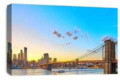 LR New York Skyline Wall Art Picture Brooklyn Bridge USA Framed Canvas Panel Print Ready to Hang