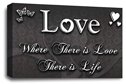 LR Love Quote Wall Art Canvas Grey White Framed Home Family Picture Print Ready to Hang