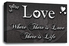 LR Love Quote Wall Art Canvas Grey White Framed Home Family Picture Print Ready to Hang