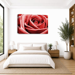 LR Floral Wall Art Picture – Grey & Red Rose Framed Canvas Print | Ready to Hang | Modern Wall Art for Living Room, Bedroom & Office