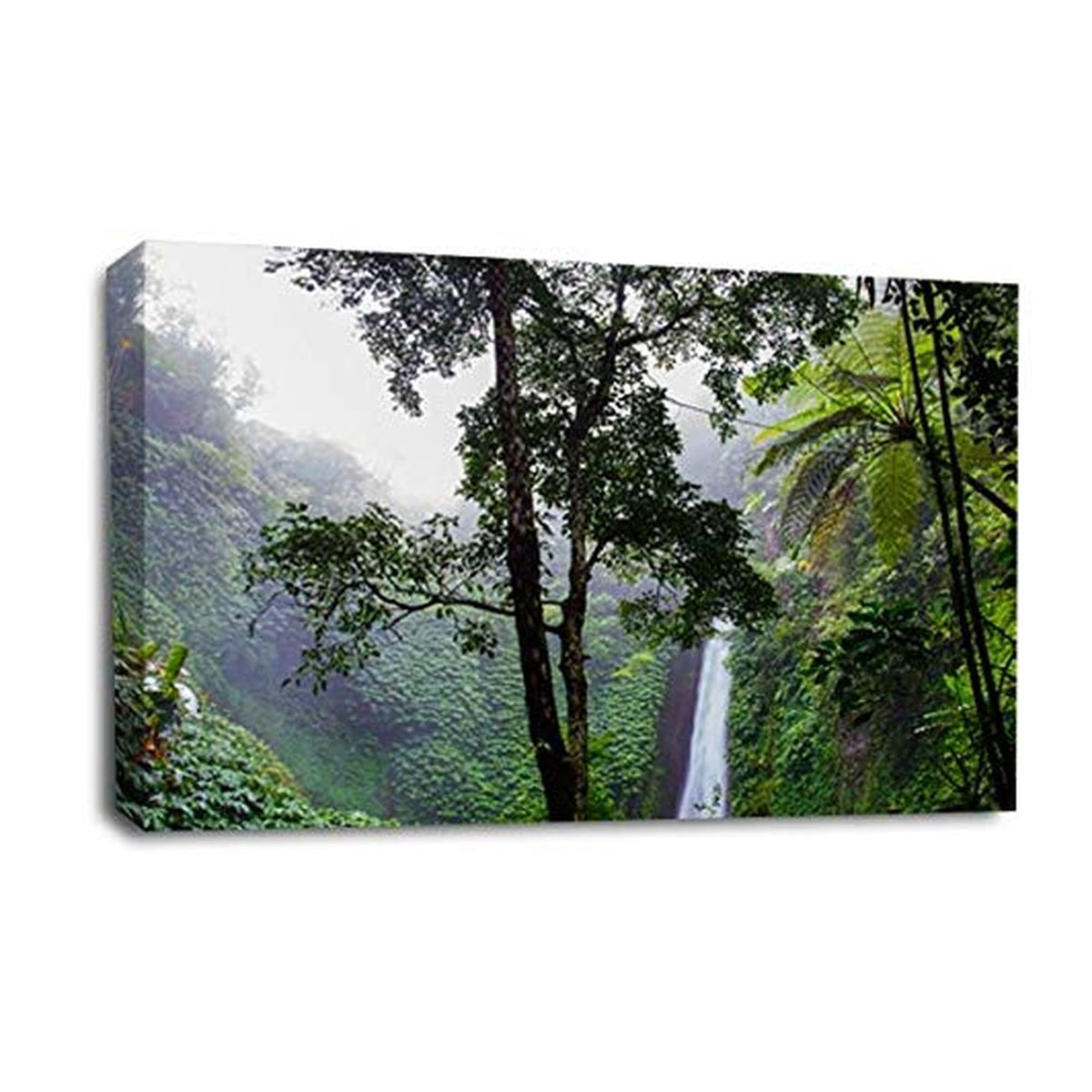 LR Waterfall Forest Wall Art Picture Framed Canvas Print | Ready to Hang | Modern Wall Art for Living Room, Bedroom & Office