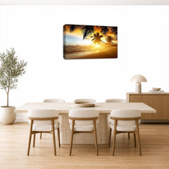 LR Sunset Beach Tropical Wall Art Picture – Seascape Framed Canvas Print | Ready to Hang | Modern Wall Art for Living Room, Bedroom & Office