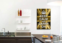 LR Keep Calm Wall Art Canvas Picture Carry On Brown Cream Union Jack Home Framed Panel Print Ready to Hang