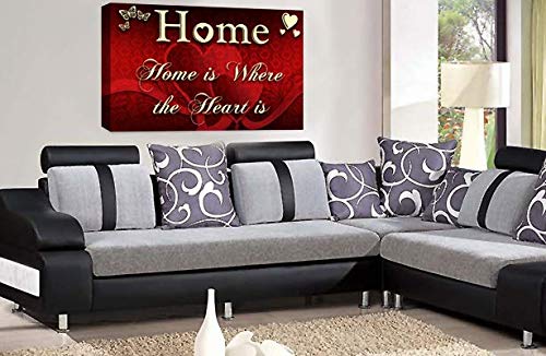LR Home Love Quote Wall Art Canvas Red Cream Framed Family Picture Print Ready to Hang