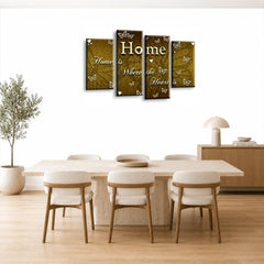 LR Love Quote Home Wall Art Picture – Cream & Brown Framed 4 Panel Split Canvas Print | Ready to Hang | Modern Wall Art for Living Room, Bedroom & Office