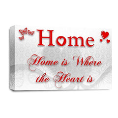 LR Home Love Quote Wall Art Picture – Red & White Framed Canvas Print | Ready to Hang | Modern Wall Art for Living Room, Bedroom & Office