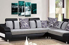 LR Teal Waterfall Canvas Art Picture Forrest Landscape Black White Love Home Split Wall Panel Print