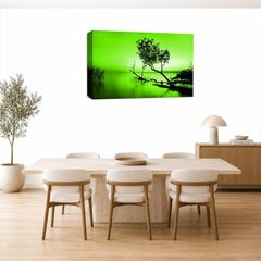 LR Seascape Wall Art Picture – Grey & Green Framed Canvas Print | Ready to Hang | Modern Wall Art for Living Room, Bedroom & Office