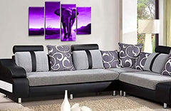 LR Elephant Sunset Wall Art Picture Purple Grey Animal Africa Framed Split Canvas Print Ready to Hang