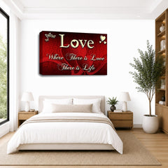 LR Love Quote Wall Art Picture – Red & Cream Framed Canvas Print | Ready to Hang | Modern Wall Art for Living Room, Bedroom & Office