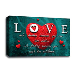 LR Love Quote Wall Art Picture – Red & Teal Framed Canvas Print | Ready to Hang | Modern Wall Art for Living Room, Bedroom & Office